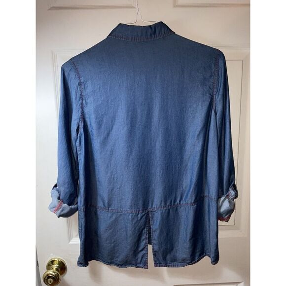 Michael Kors Womens Button Up Denim Long Sleeve Shirt Size 4 - Picture 5 of 9